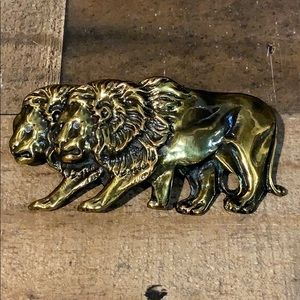 Vintage Laloon Double Lion Figure Gold Belt Buckle